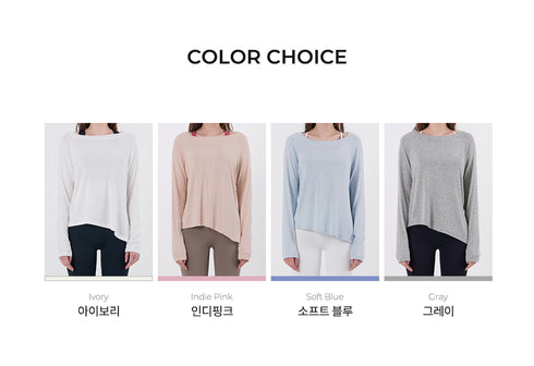 Wide Neck Slit Long Sleeve
